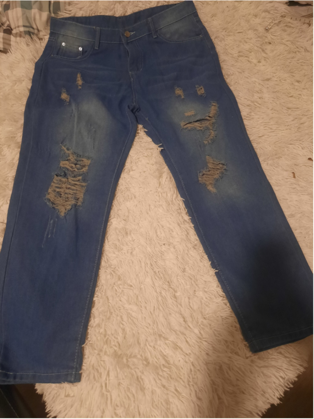 2 pairs. 1 light wash and 1 dark wash Blue Distressed Straight Leg Jeans Size 26